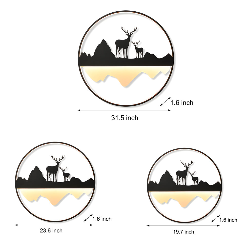 Circular Mountain Scenery Silhouette Dimmable with Remote Exterior Wall Fixtures, Outdoor Wall Light, detail 7