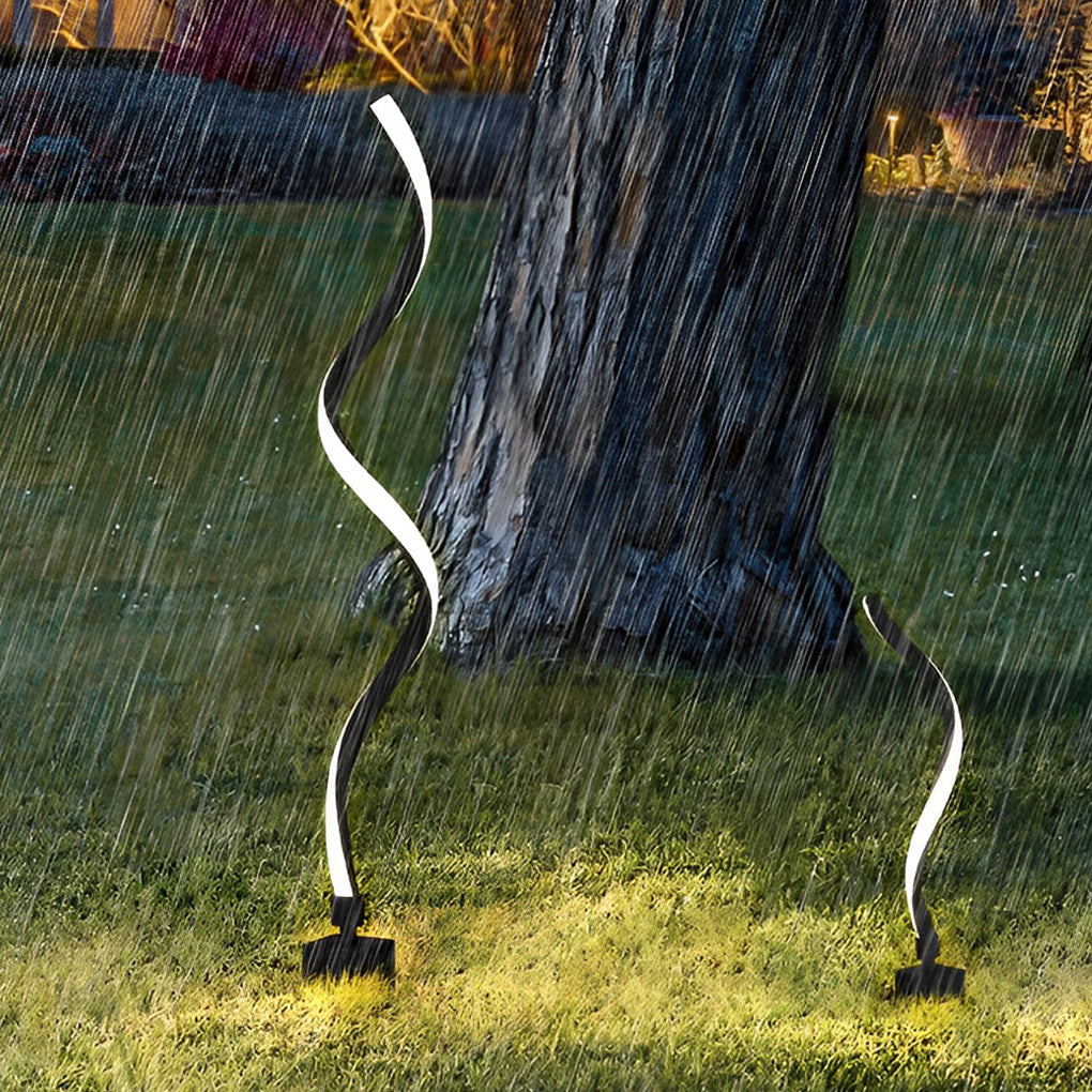 Creative Twisted Seaweed Shaped Waterproof LED Contemporary Solar Lawn Lights - 41" Die-cast Aluminum, Bedside Table Lamp, detail 3