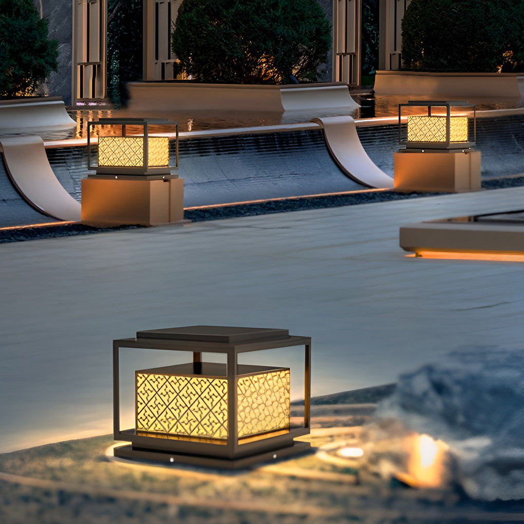 Square Waterproof Contemporary Solar Exterior Fence Post Lights Pillar Light, Outdoor Wall Light, detail 2