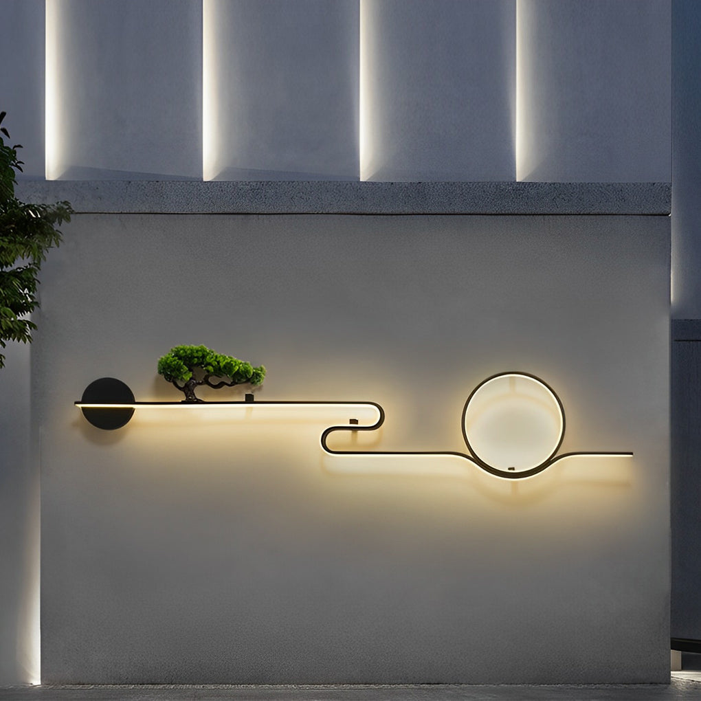 Moon Tree Scenery Waterproof LED Black Retro Exterior Wall Fixtures Sconces, Outdoor Wall Light, detail 6