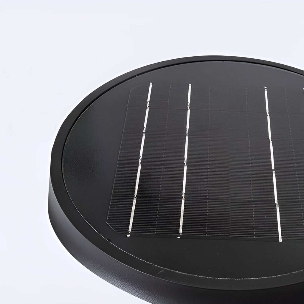 Circular Waterproof LED Solar Black Contemporary Exterior Pathway Lights Post Lights - 15.7" Aluminum, Outdoor Wall Light, detail 9