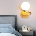 Electroplated Creative Curved Metal LED Contemporary Wall Light, Bedroom Wall Sconce, Iron, Dia 4in x H 8in