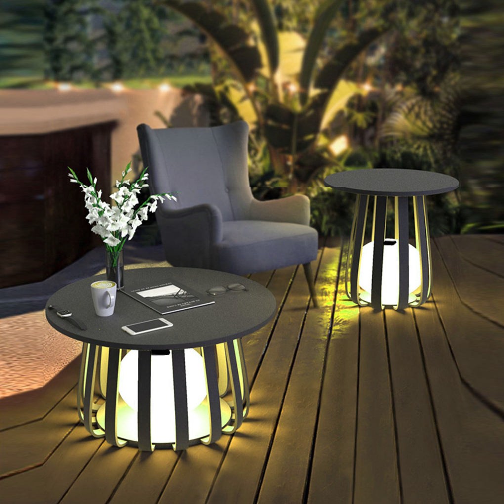 Circular Waterproof RGB Iron Small Coffee Table Solar Light Exterior Lanterns, Outdoor Wall Light, detail 5