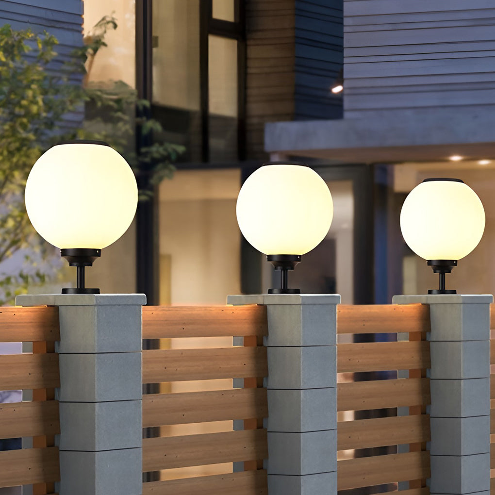Glass Ball Waterproof Three Step Dimming LED Solar Post Caps Lights Pillar Light, Outdoor Wall Light, detail 4