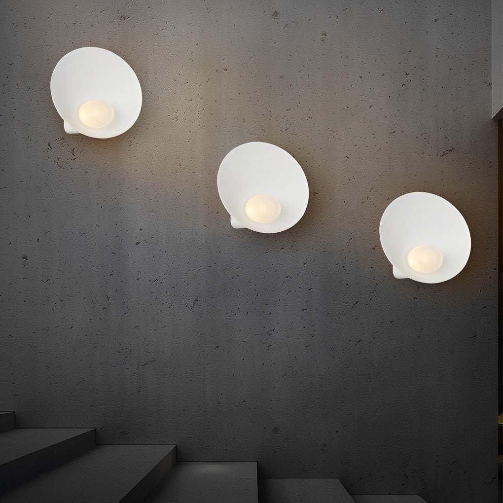 Circular Creative Resin Glass White Nordic Decorative Wall Fixtures Lighting, Bedroom Wall Sconce, detail 6