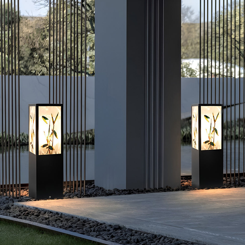 Square Landscape Pattern LED Vintage Solar Exterior Path Lights Post Lights, Outdoor Wall Light, detail 3
