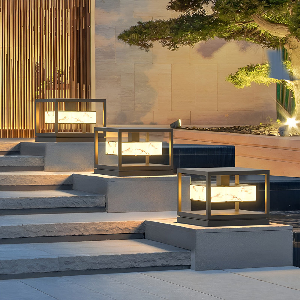 Square LED Waterproof Contemporary Solar Deck Post Lights Pillar Light Post Caps Lights, Outdoor Wall Light, detail 3