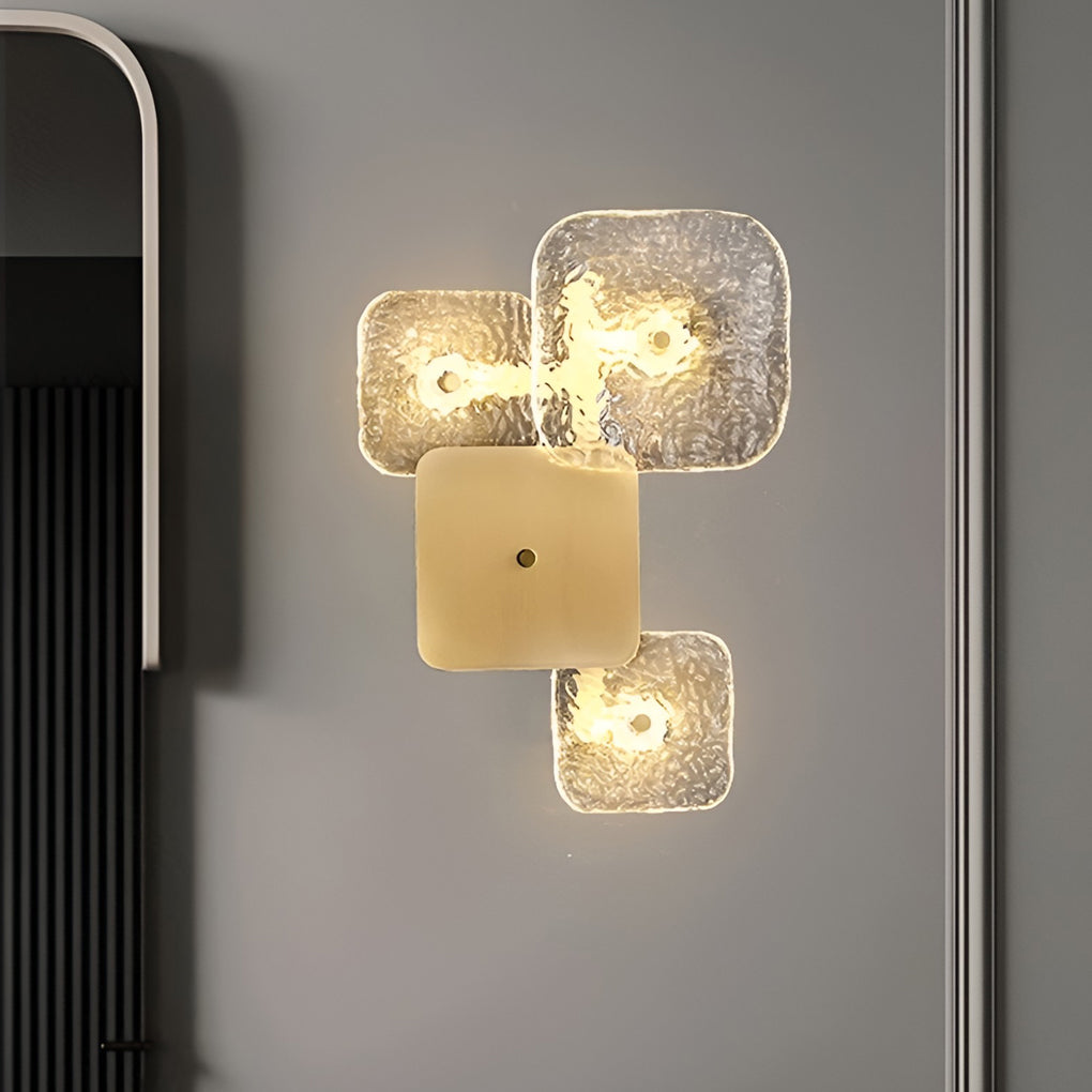 Creative Rounded Square Glass Copper LED Contemporary Wall Light, Bedroom Wall Sconce, detail 2