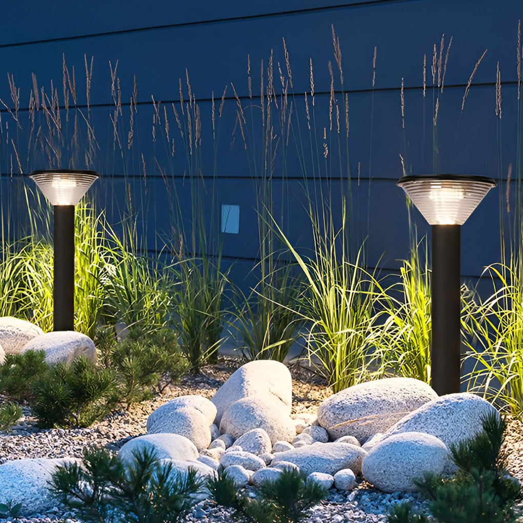 Circular Light Control Induction Black Contemporary Exterior Solar Pathway Lights, Outdoor Wall Light, detail 6