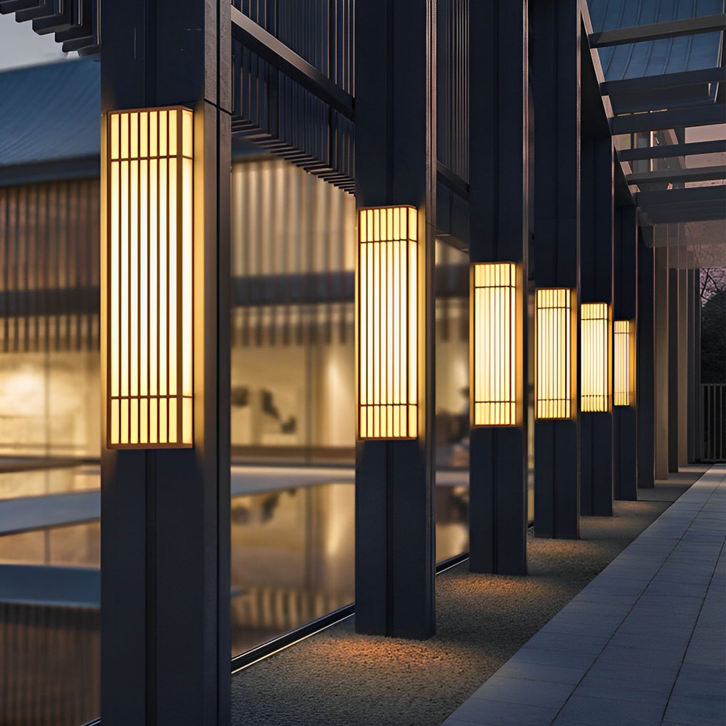 Retro Vertical Stripe Grid LED Waterproof Brown Exterior Wall Light, Outdoor Wall Light, detail 2