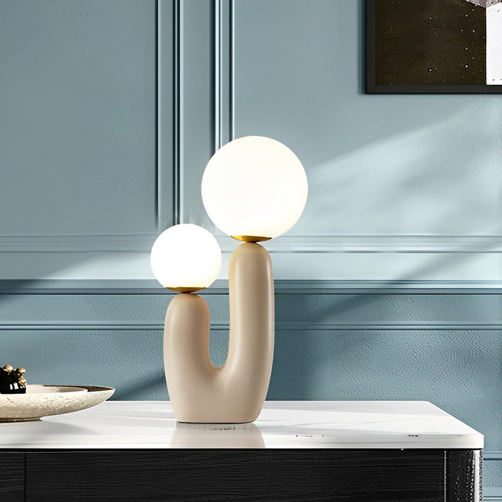 2-Light Contemporary Beige Cactus LED Accent Table Light, Bedside Table Lamp, detail 4
