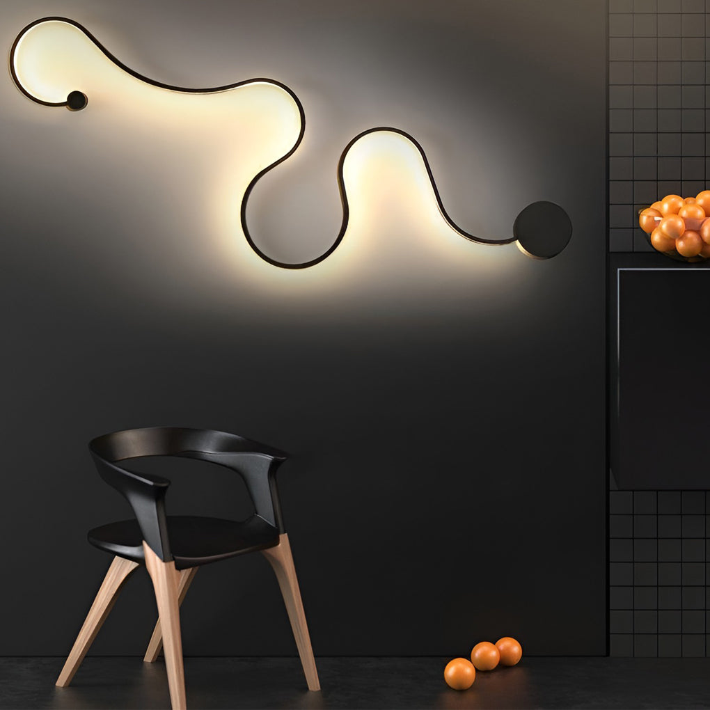 Creative Long Curved Linear LED Contemporary Wall Light, Bedroom Wall Sconce, detail 7