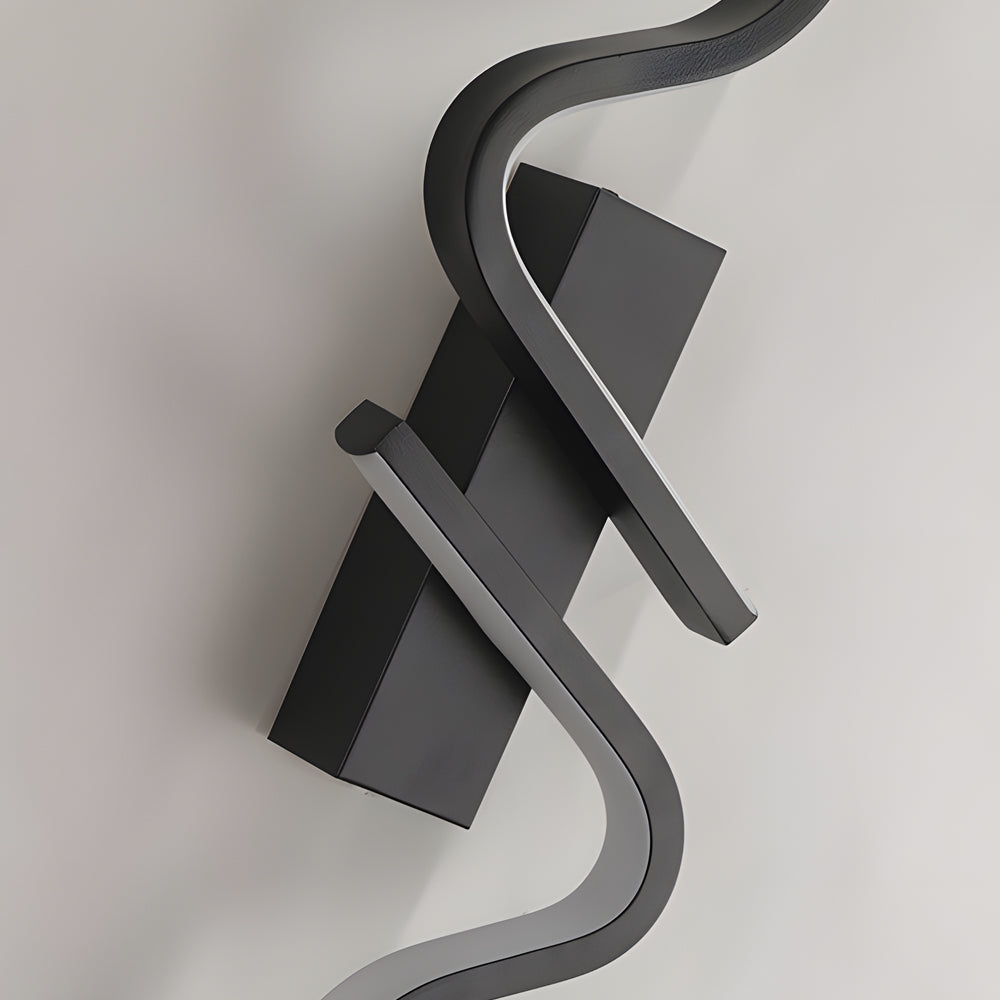 Clean-Lined Long Wave Aluminum Black Decorative LED Wall Light, Hardwired Wall Sconce, detail 7