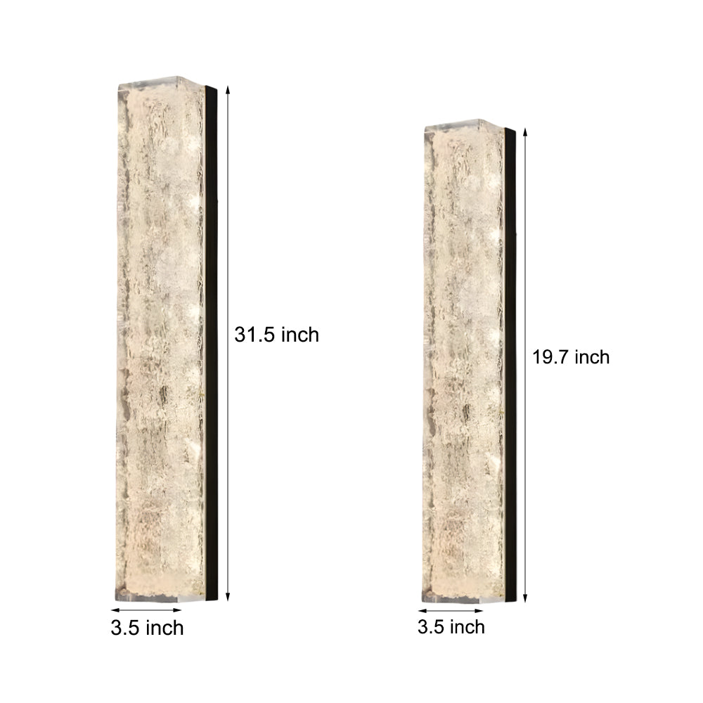 Contemporary Brass 1-Light LED Wall Fixtures Rectangle Wall Light in Ice Resin, Hardwired Wall Sconce, detail 6