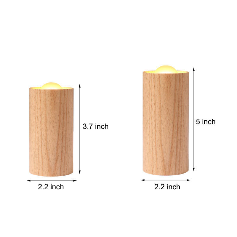 Candlelight Ambient Wood Cylinder Accent LED Table Light, Bedside Table Lamp, detail 7