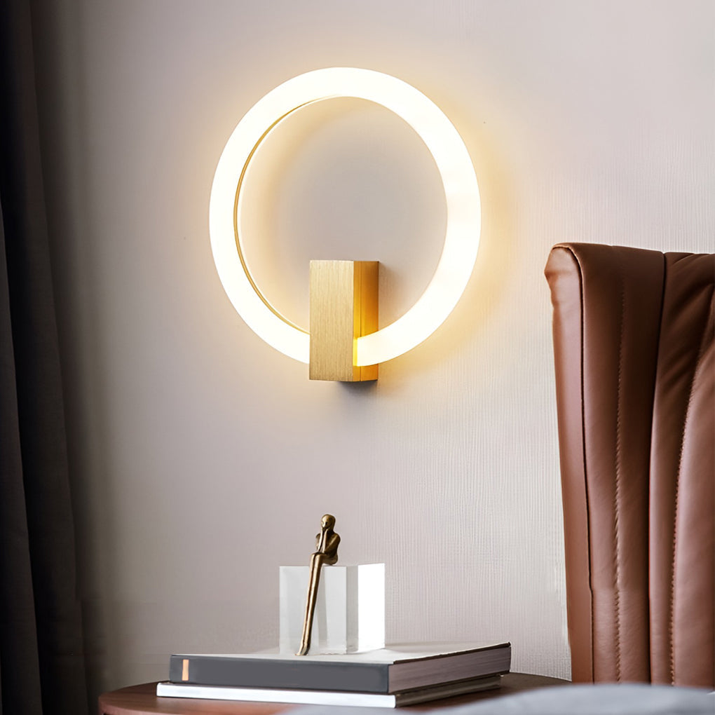 Circle Dimmable LED Contemporary Wall Light, Bedroom Wall Sconce, Iron, 8"