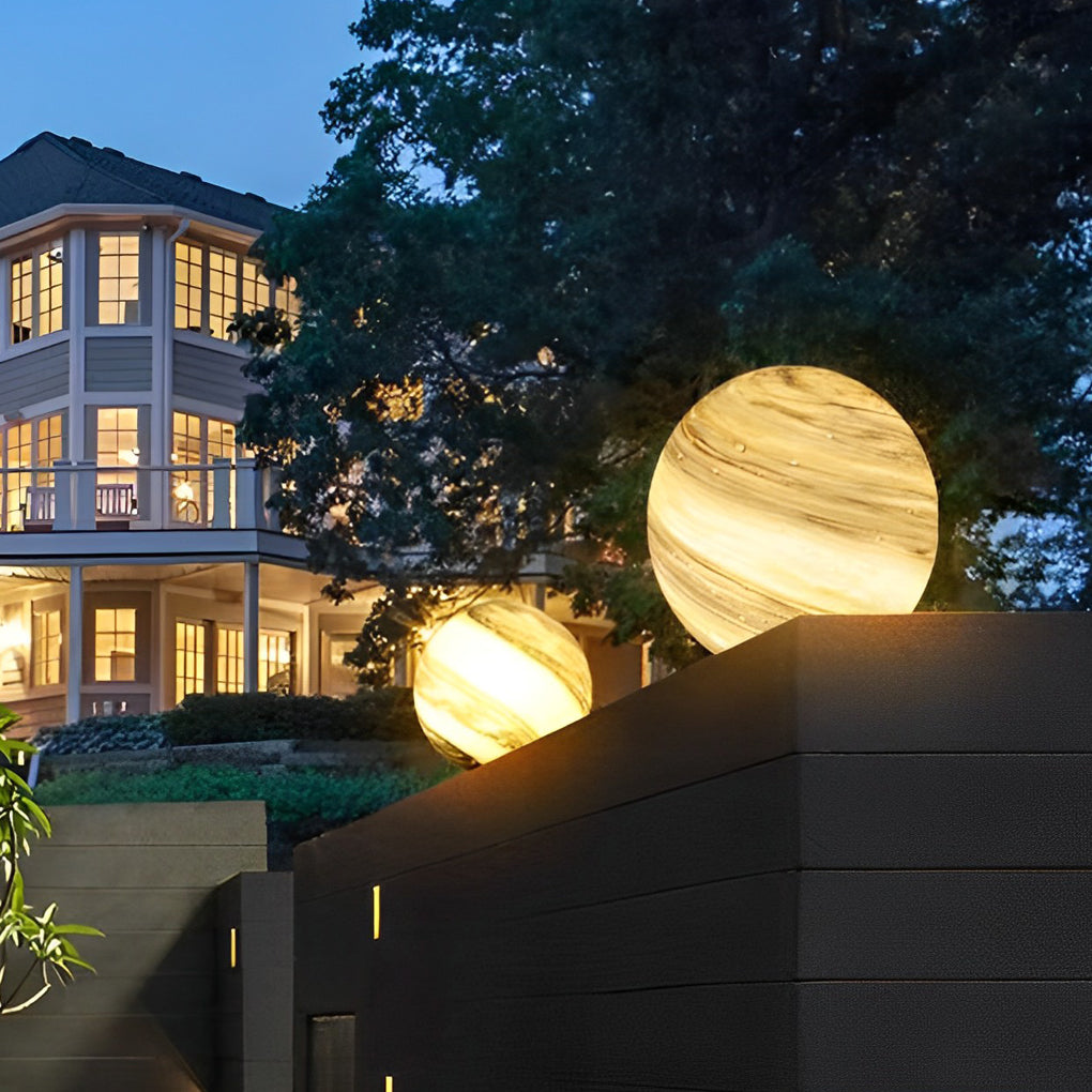 Circular Glass Planets Design Waterproof Contemporary Exterior Fence Post Lights, Outdoor Wall Light, detail 4