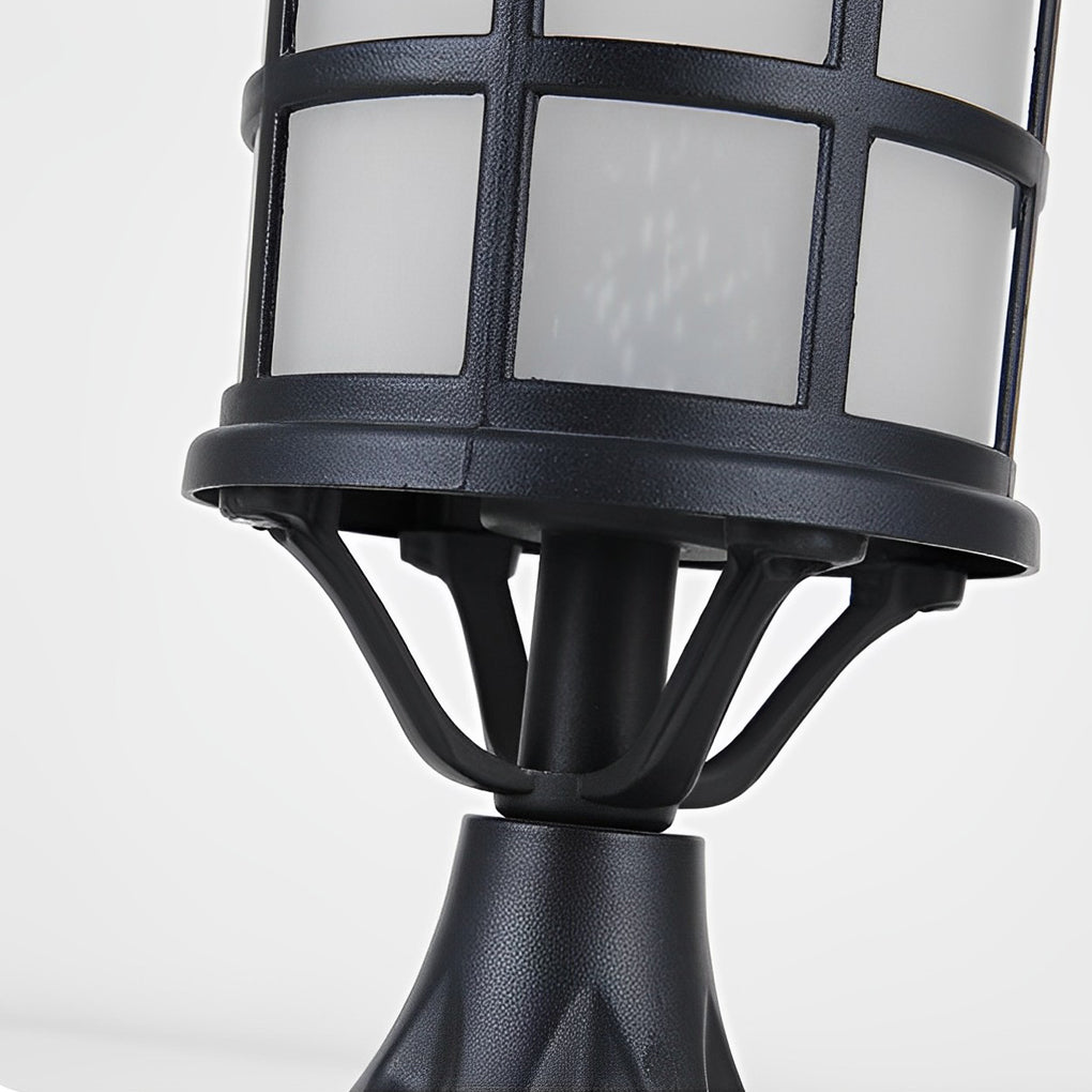 Circular Cage Waterproof LED Black Contemporary Solar Fence Post Lights with Remote, Outdoor Wall Light, detail 6