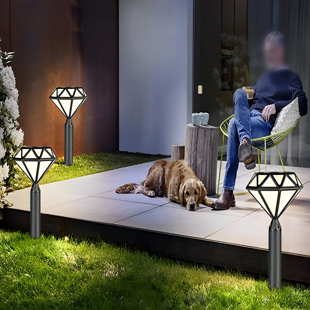 Geometric Waterproof LED Intelligent Stable Black Contemporary Lawn Lamp, Outdoor Wall Light, detail 5