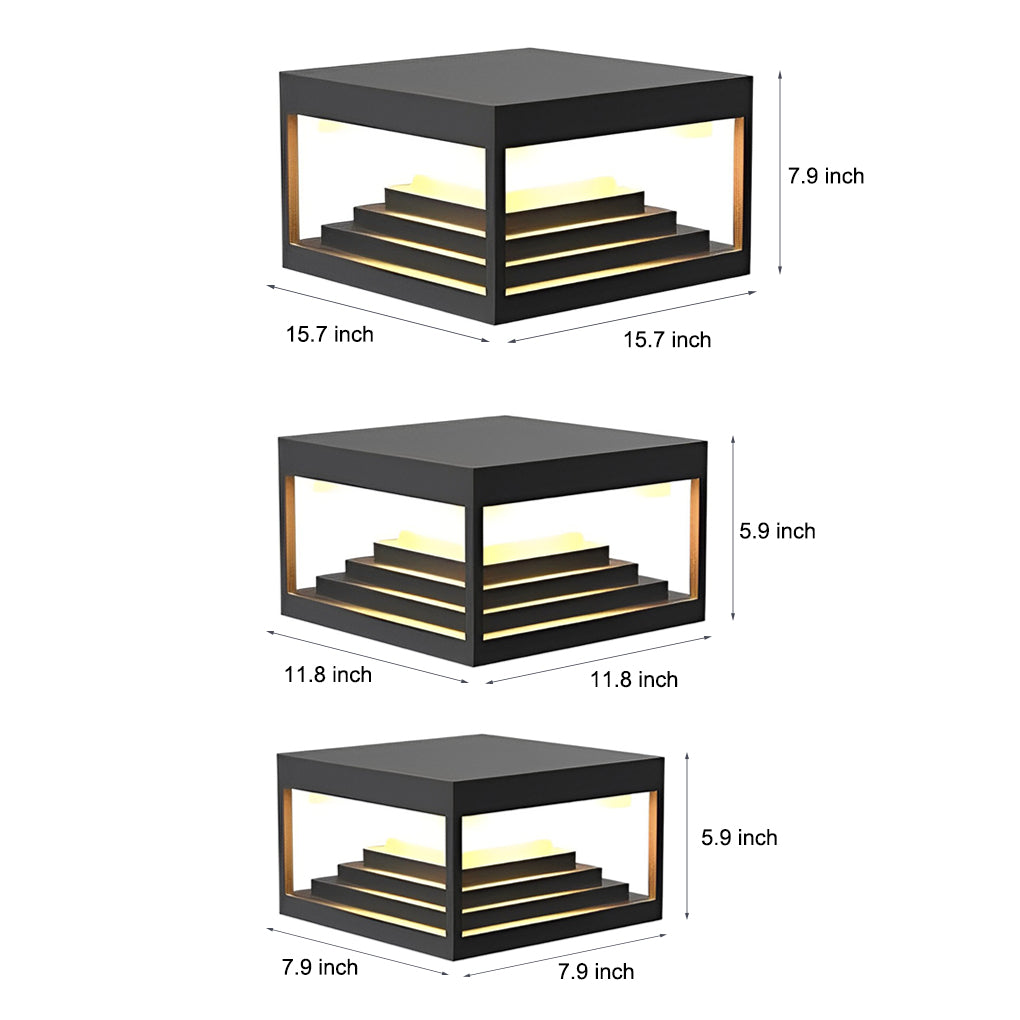 Square Steps Creative Waterproof LED Black Contemporary Solar Post Caps Lights, Outdoor Wall Light, detail 7