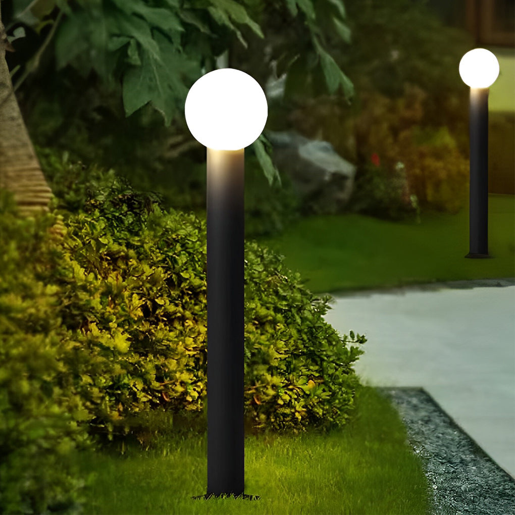 Circular Ball Waterproof LED Metal Black Contemporary Exterior Pathway Lights, Outdoor Wall Light, Stainless Steel, 10"