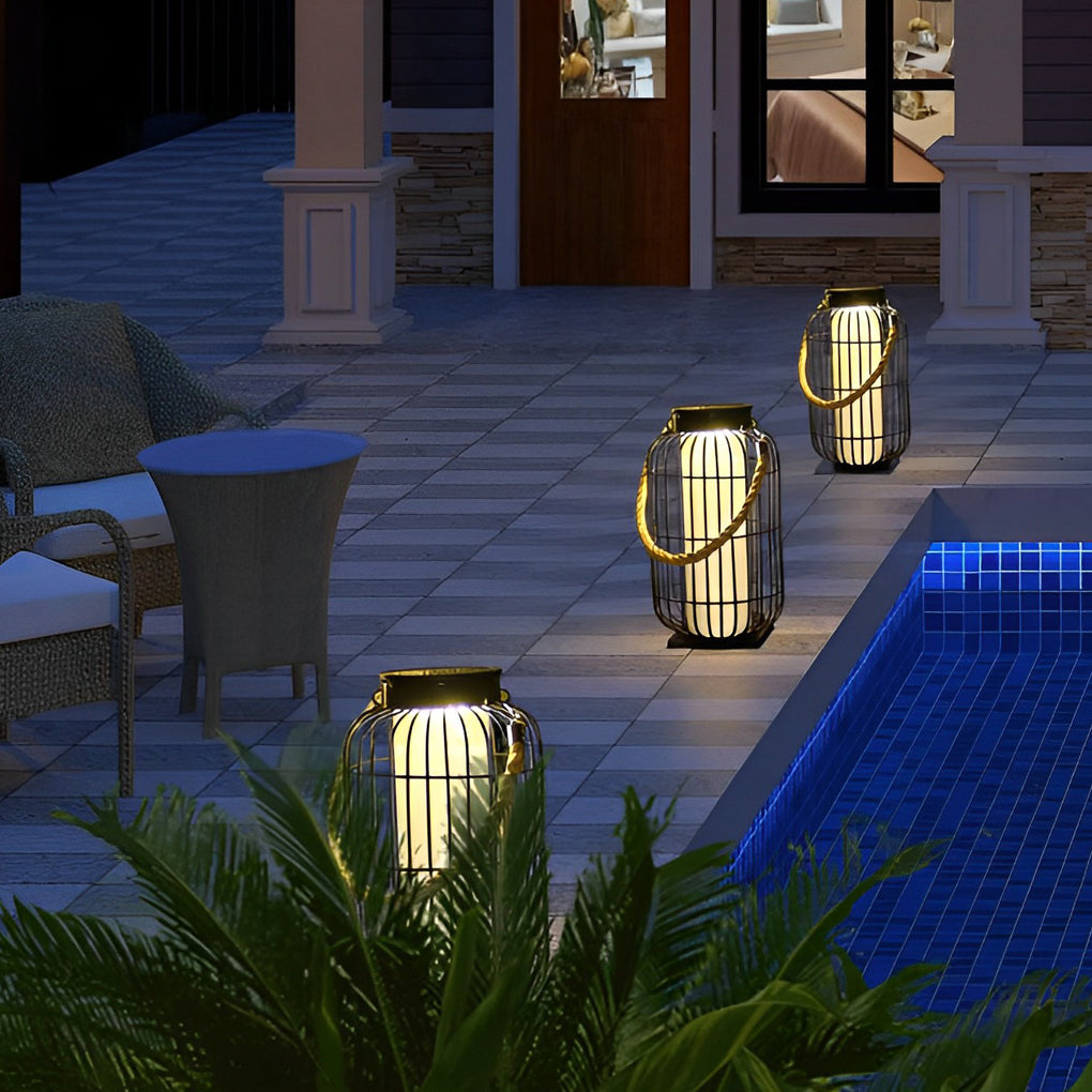 Timeless Iron Lantern Waterproof Intelligent Portable Solar Lawn Lamp, Outdoor Wall Light, detail 8