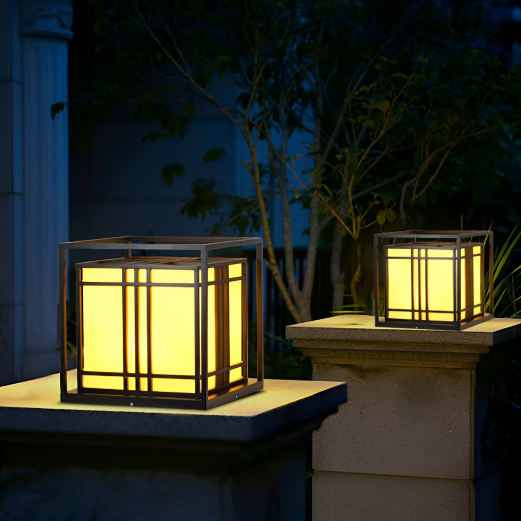 Retro Square Waterproof LED Black Contemporary Exterior Post Caps Lights, Outdoor Wall Light, detail 4