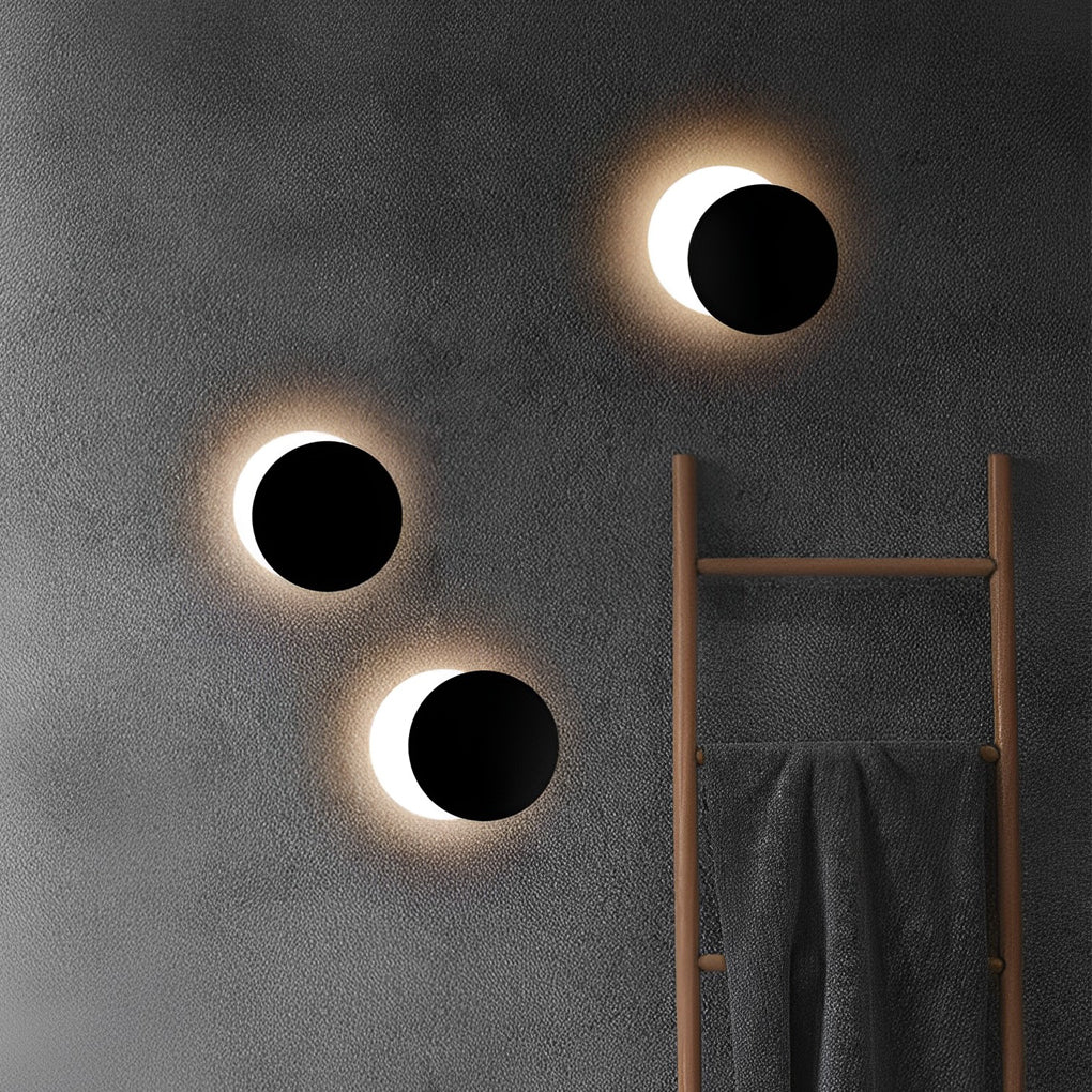 360° Rotatable Circular LED Contemporary Wall Light Decorative Wall Light, Bedroom Wall Sconce, Iron, D 2in x Dia 7in