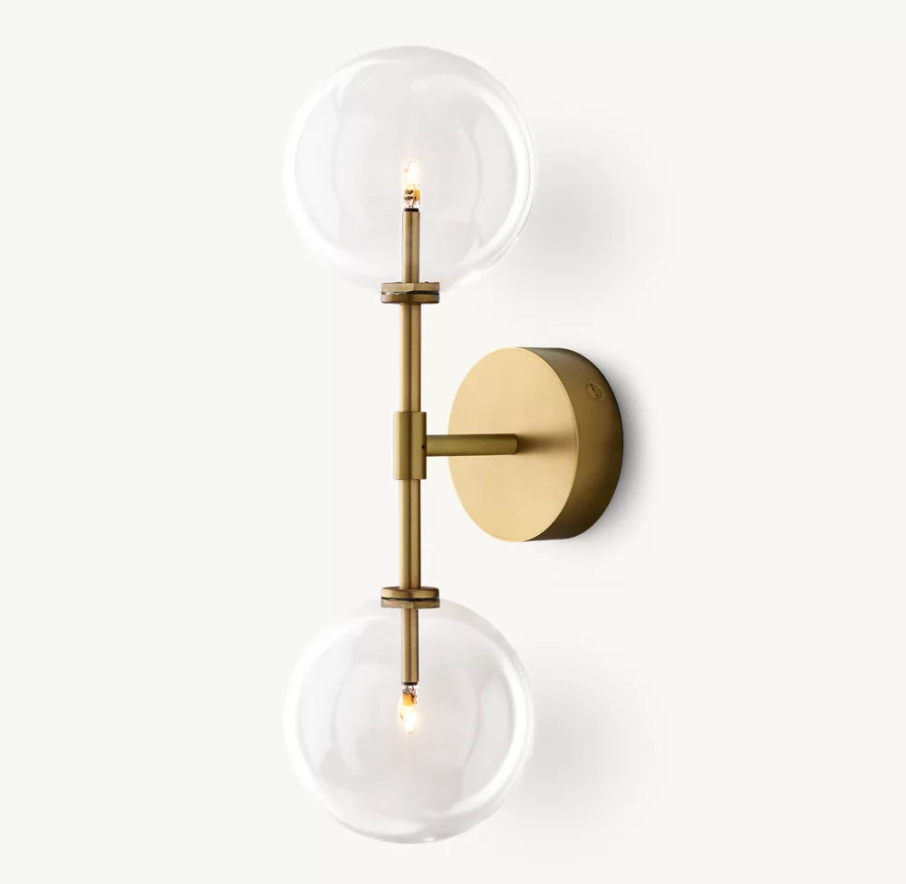 Glass Globe Linear Wall Light, Bathroom Wall Sconce, detail 8
