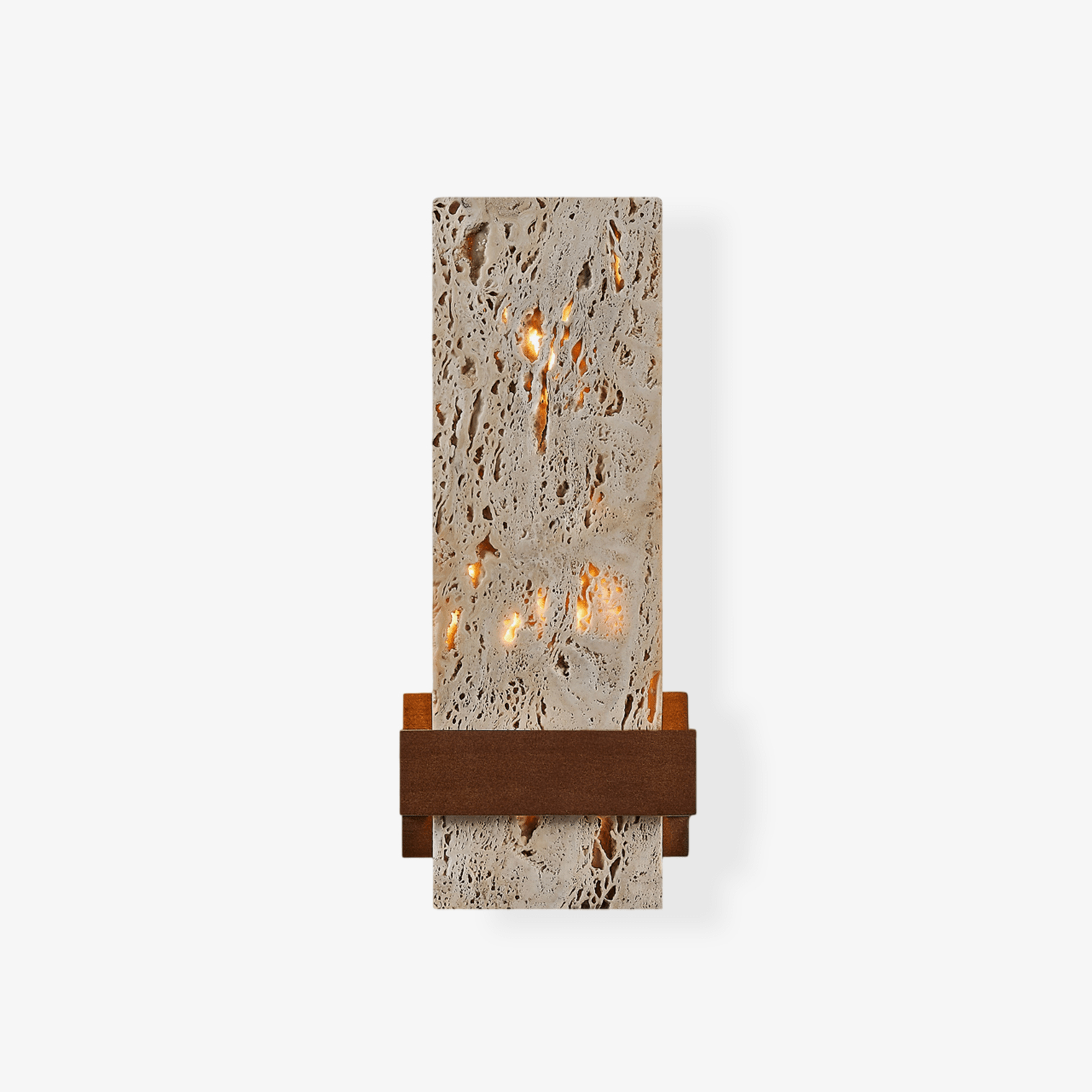 Terra Travertine Wall Light, Hardwired Wall Sconce, Metal, Dia 12cm x H 28cm