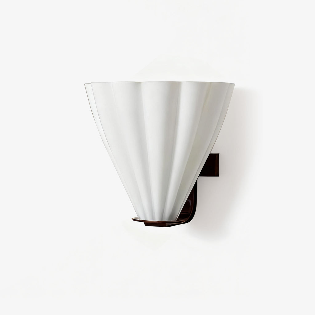 Fan Shaped Glass Wall Light, Hardwired Wall Sconce, Metal, Dia 27cm x H 30cm