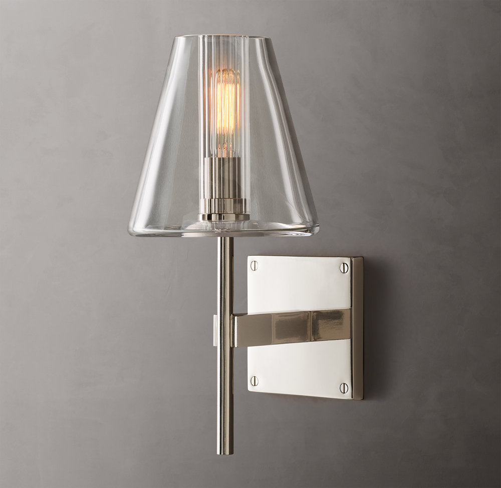 Fulham Glass Shade Wall Light, Bathroom Wall Sconce, detail 2