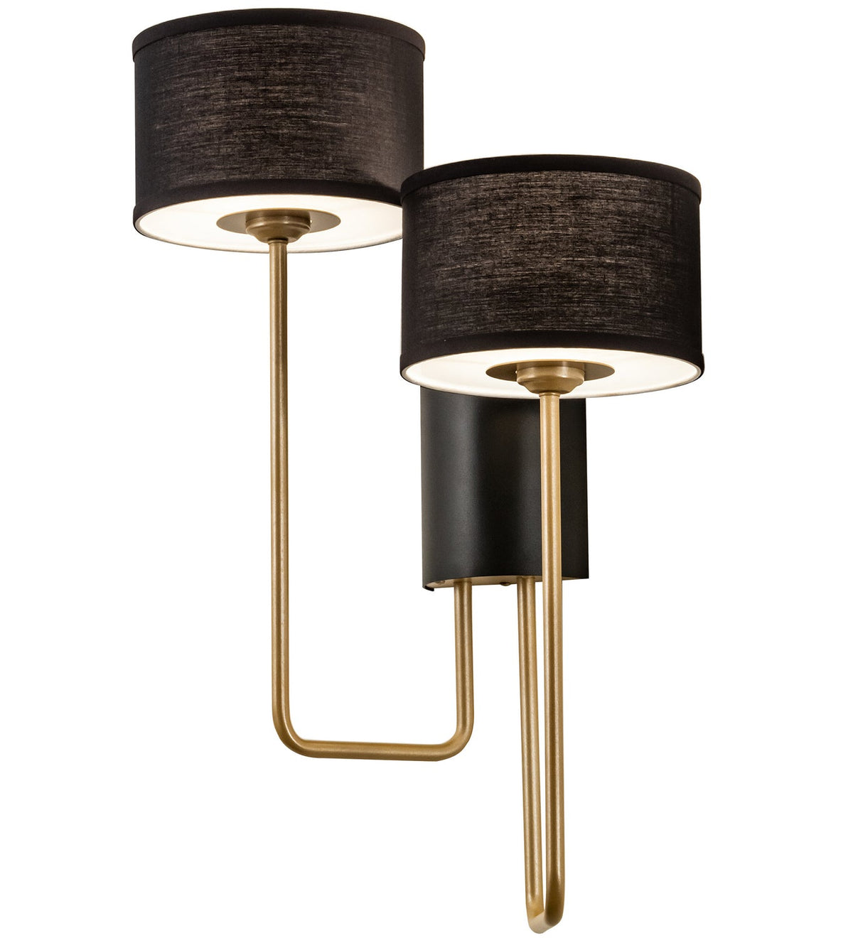 Cilindro Duet 2-Light 25.00" Textured Black/Champagne Metallic LED Wall Sconce front view