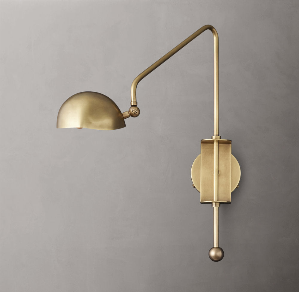 Convessi Swing-Arm Wall Light, Plug-In Wall Sconce, Dimensions Overall: 6"