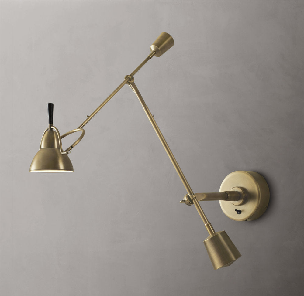 Counterpoise Swing-Arm Wall Light, Plug-In Wall Sconce, Dimensions 32"