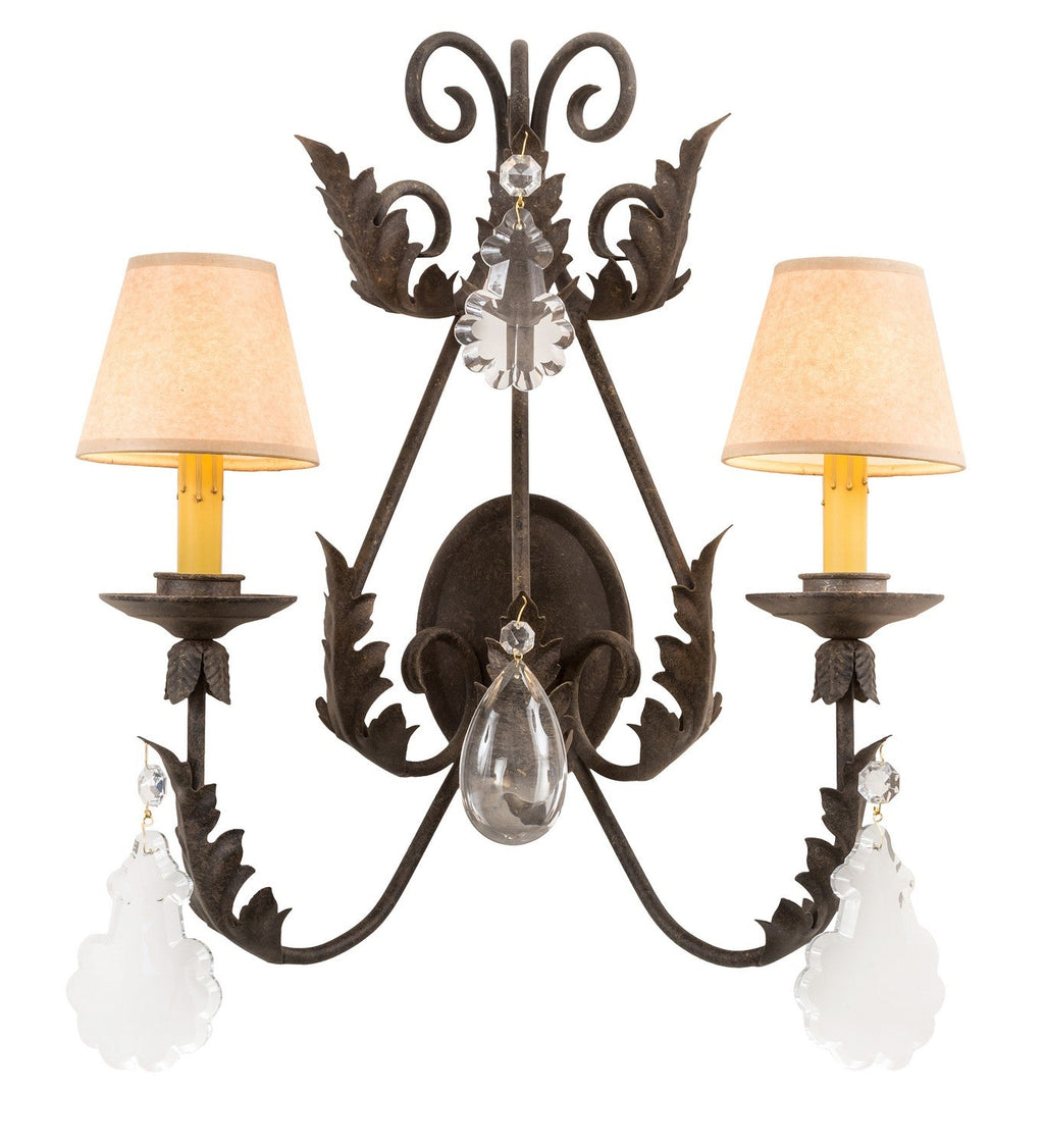French Elegance 2-Light 22.00" Brass Tint LED Wall Sconce detail view 3