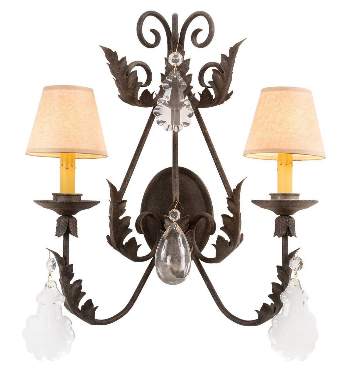 French Elegance 2-Light 22.00" Brass Tint LED Wall Sconce detail view 3