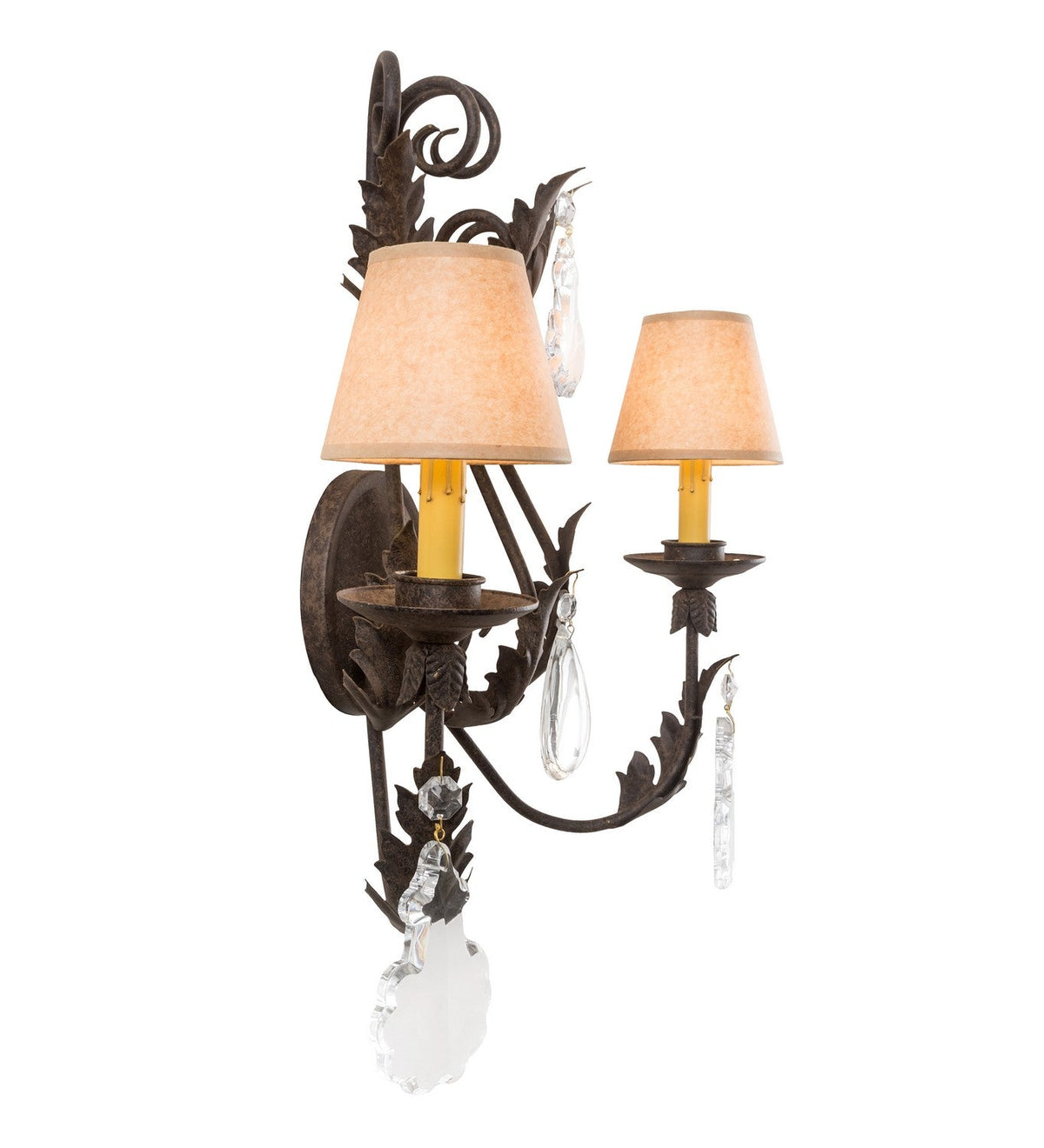 French Elegance 2-Light 22.00" Brass Tint LED Wall Sconce detail view 5
