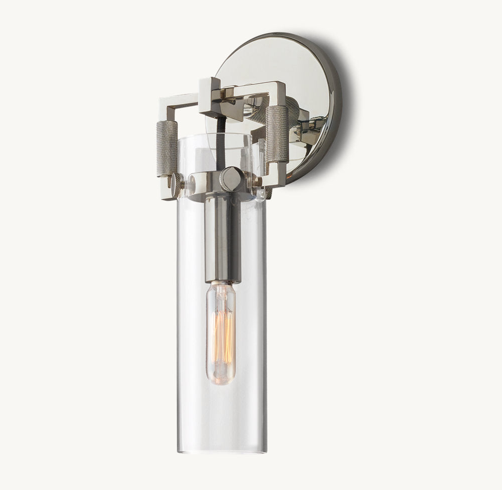 Machinist Glass Cylinder Wall Light 9", Bathroom Wall Sconce, detail 11