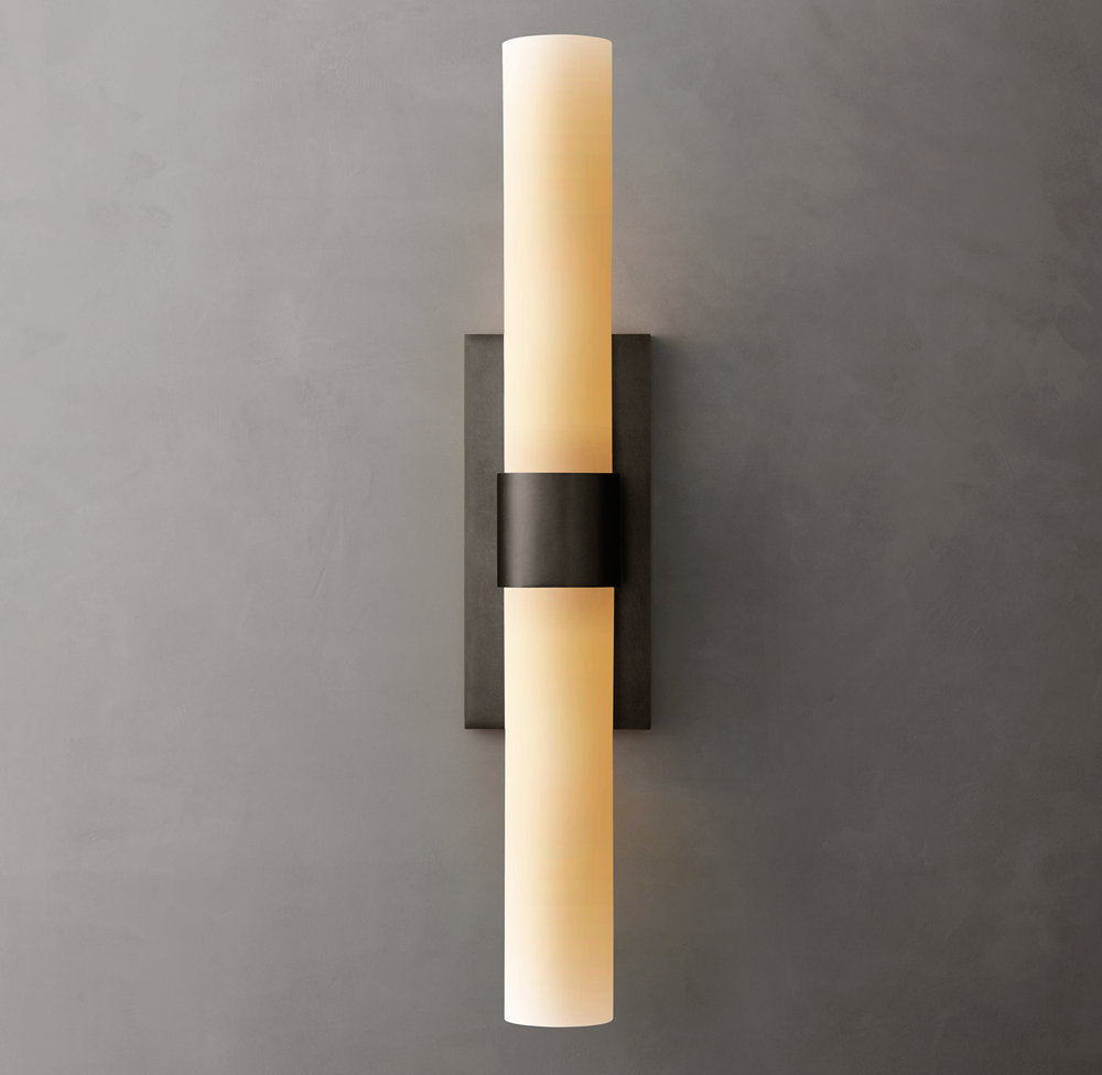 Ravelle Milk Glass Linear Wall Light, Bathroom Wall Sconce, detail 11