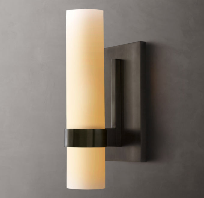 Ravelle Milk Glass Wall Light, Bathroom Wall Sconce, detail 14