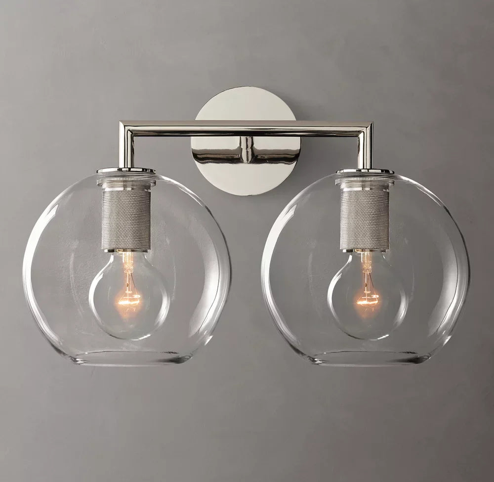 Utilitaire Globe Shade Double Wall Light, Bathroom Wall Sconce, detail 14