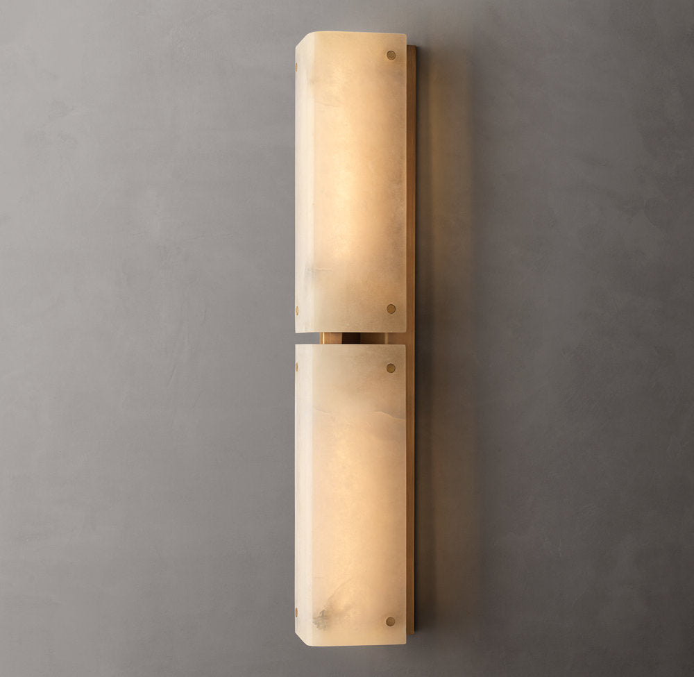 Reynard Alabaster Grand Wall Light, Bathroom Wall Sconce, 5"W x 25"H