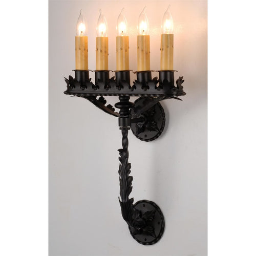 16" Wide 5 Light Wall Light, Bedroom Wall Sconce, Dimensions: Height: 22"