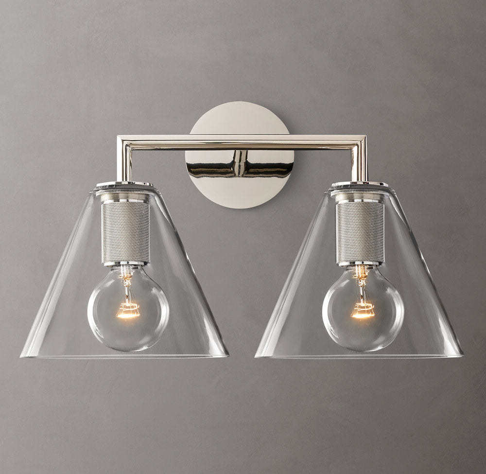 Utilitaire Funnel Shade Double Wall Light, Bathroom Wall Sconce, detail 14