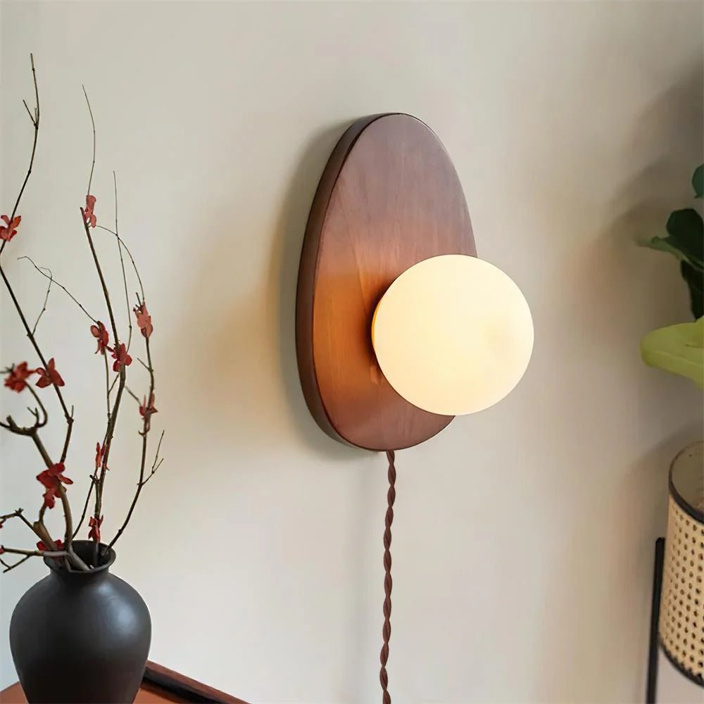 Orba Walnut Plug-In Wall Light, Plug-In Wall Sconce, detail 2