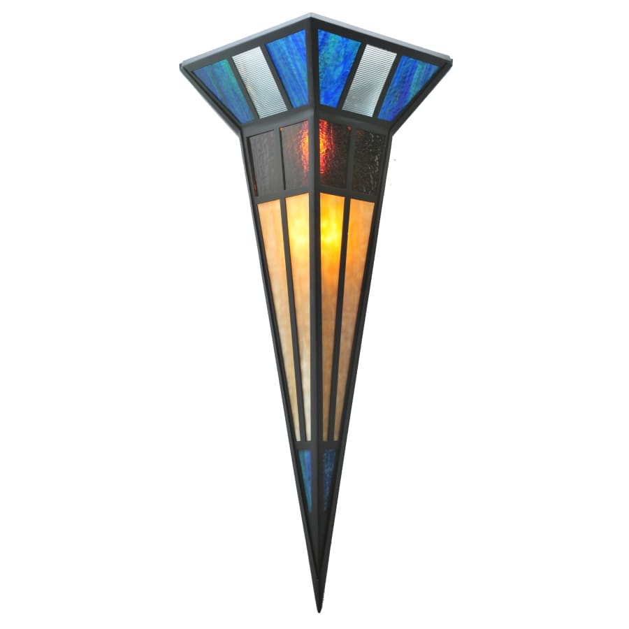 Polaris 18" Wide 2 Light Wall Washer with Stained Glass Shade - Wall Lamp, Bedroom Wall Sconce, Dimensions: Height: 36"