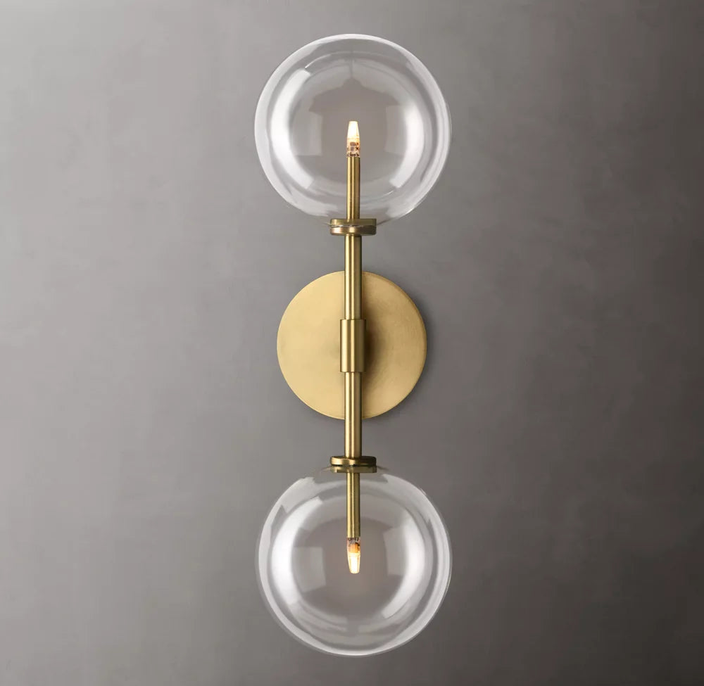 Glass Globe Linear Wall Light, Bathroom Wall Sconce, detail 6