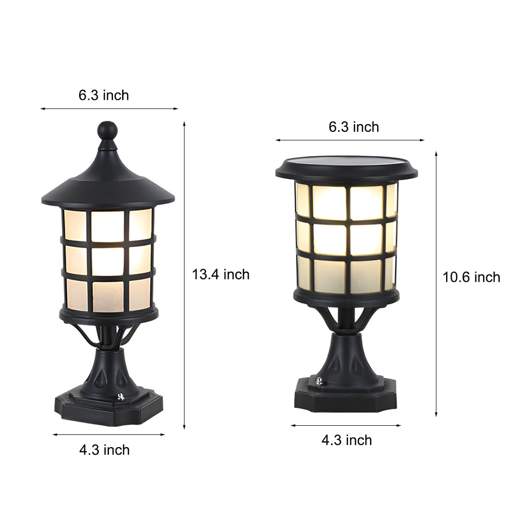 Circular Cage Waterproof LED Black Contemporary Solar Fence Post Lights with Remote, Outdoor Wall Light, detail 7