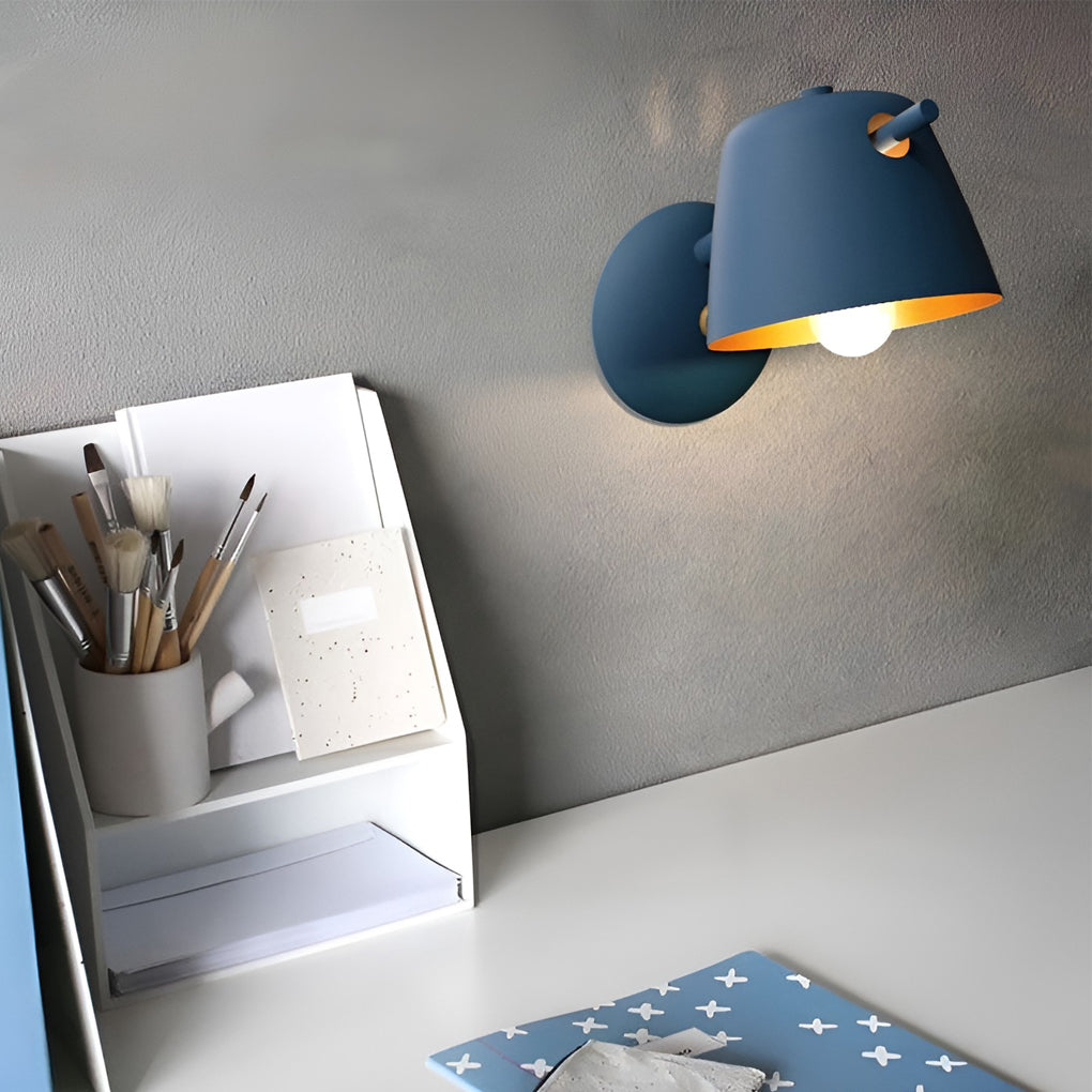Hat-style Matte Metal Nordic Mounted Contemporary Wall Light, Bedroom Wall Sconce, detail 9